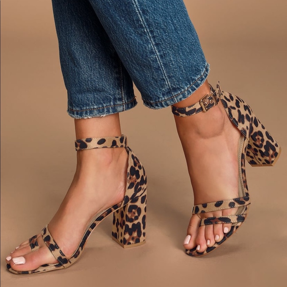 NEW LEOPARD SUEDE ANKLE STRAP HEELS